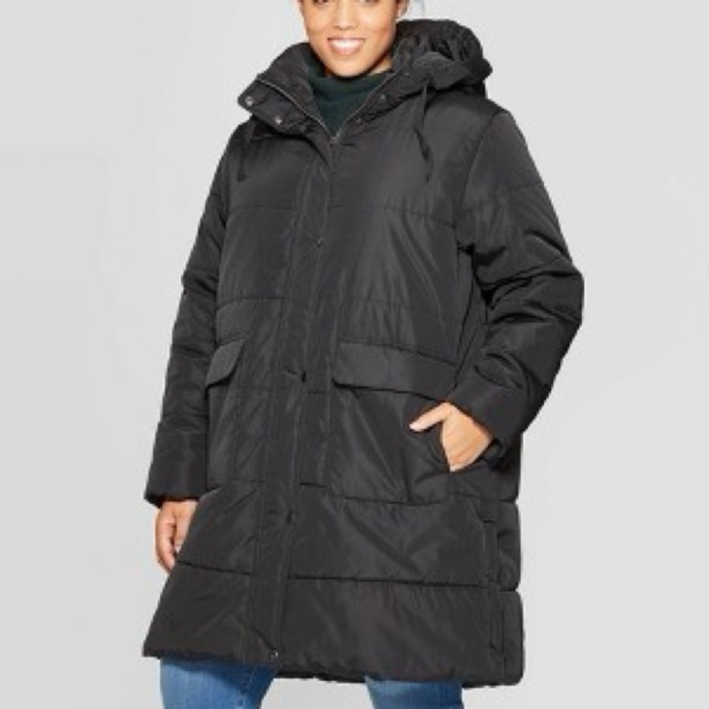 Ava & Viv / Women's Plus Size Long Sleeve Quilted Puffer Jacket  / 3X / Black